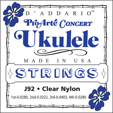 D'Addario J92 Pro Arté Concert Ukulele Clear Nylon