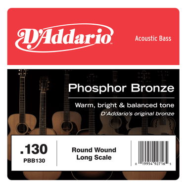 D'Addario PBB130 Acoustic Bass Phosphor Bronze, Long Scale