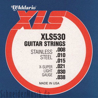 D'Addario XLS530 Guitar Stainless Steel Wound, Extra-Super Light