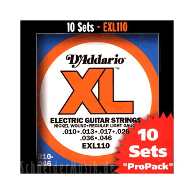 D'Addario Níquel EXL110-10P 10 juegos Pack Regular Blanda