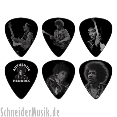 Dunlop JH-PTR06M JIMI HENDRIX Silver Portrait Pick Tin, Medium (Pick Tin with 12 Picks)
