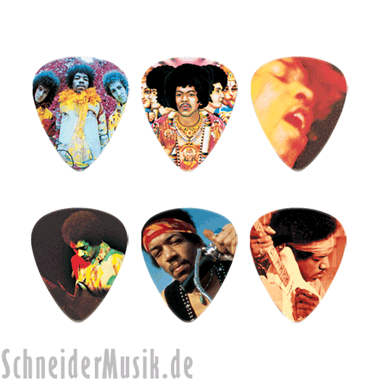 Dunlop JH-PTR08H JIMI HENDRIX Hendrix Montage Pick Tin, Heavy (Pick Tin with 12 Picks)