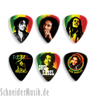 Dunlop BOB-PT02H BOB MARLEY Rasta Pick Tin, Heavy (Pick Tin with 6 Picks)