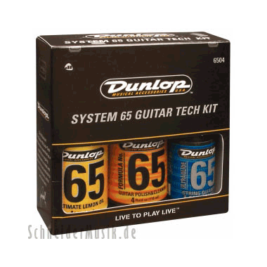 Dunlop 6504 Gitarren Griffbrett Cleaner Set, 65 Politur, 65 String , 1 Pegwinder  und  2 x  Microfasertuch
