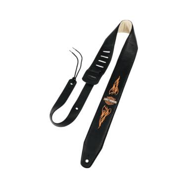 Dunlop Harley Davidson HD-S010 Leather guitar strap emb. Flame Bar & Schild