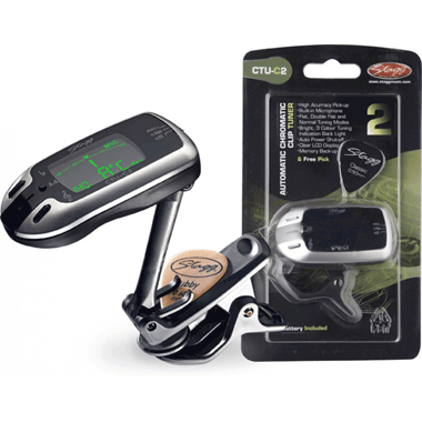 Stagg CTU-C2 Automatic Chromatic Clip Tuner, silver/black