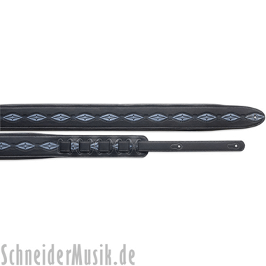 Stagg SLPL 52 BLK Leather Strap padded, black, with star motif