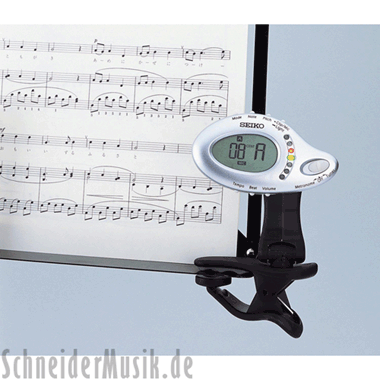 Seiko STMX-1 Chromatic Clip-On Tuner and Metronome, silver