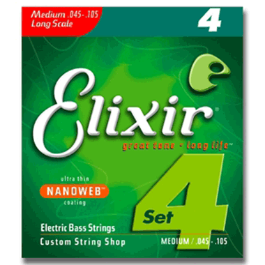 Elixir 14077 Bass Ultra-Thin NANOWEB Coating, Medium (Long Scale)