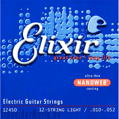 Elixir 12450 Electric Ultra-Thin NANOWEB Coating 12-string, Light