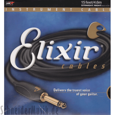 Elixir 92615 Instrument Cable, straight - w/right angle, 4.6 m