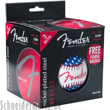 Fender Super 250's 3-PACK 250R Nickel-Plated Steel Ball End + Baseball GRATIS
