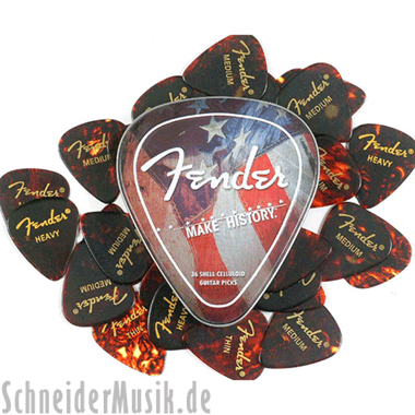 Fender 351 Make History Pick Tin / Caja con 36 púas