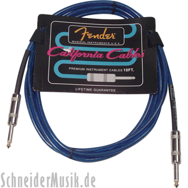 Fender CALIFORNIA CLEARS Cable - Lake Placid Blue 10Ft. (3.0m)