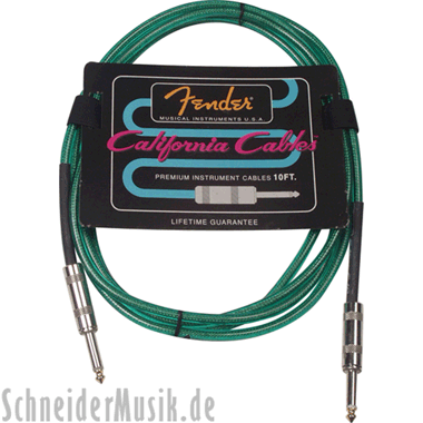Fender CALIFORNIA CLEARS Cable - Surf Green 10Ft. (3.0m)