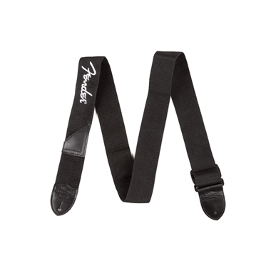 Fender 099-0662-080  2" Poly Logo Strap black Poly Strap "White Fender"