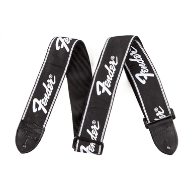 Fender 099-0671-000 Woven Running Logo Strap black w/White Logo