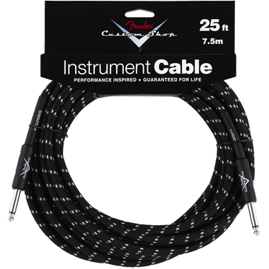 Fender CUSTOM SHOP Performance Instrument Cable, straight - straight 25Ft. (7.5m) Black Tweed