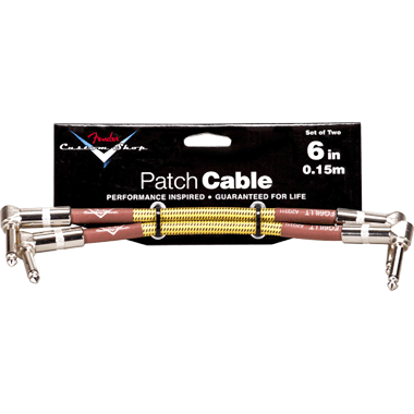 Fender CUSTOM SHOP Performance Patch Cable 2-Pack, right angle 6 In. (0.15m) Tweed