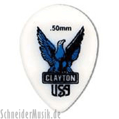 Clayton Acetal Polymer Small Teardrop Pick 0.50 mm white