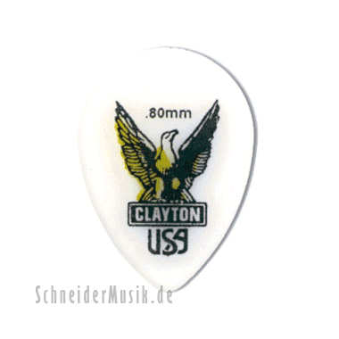 Clayton Acetal Polymer Small Teardrop Pick 0.80 mm white