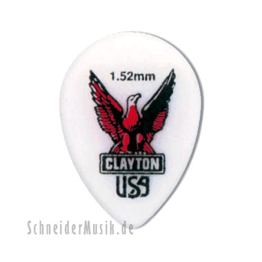 Clayton Acetal Polymer Small Teardrop Pick 1.52 mm white