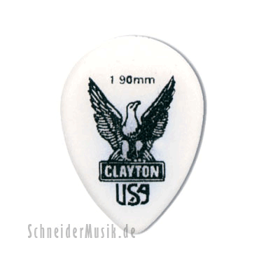 Clayton Acetal Polymer Small Teardrop Pick 1.90 mm white