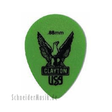 Clayton Delrin Small Teardrop Picks 0.88 mm green