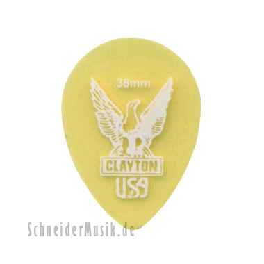 Clayton Ultem Gold Small Teardrop Picks 0.38 mm transparent gold