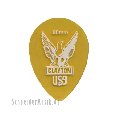 Clayton Ultem Gold Small Teardrop Picks 0.80 mm transparent gold