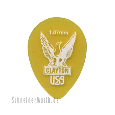 Clayton Ultem Gold Small Teardrop Picks 1.07 mm transparent gold
