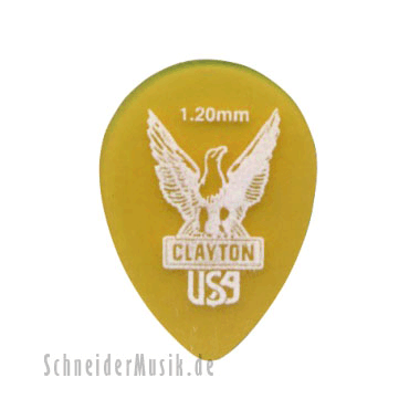 Clayton Ultem Gold Small Teardrop Picks 1.20 mm transparent gold