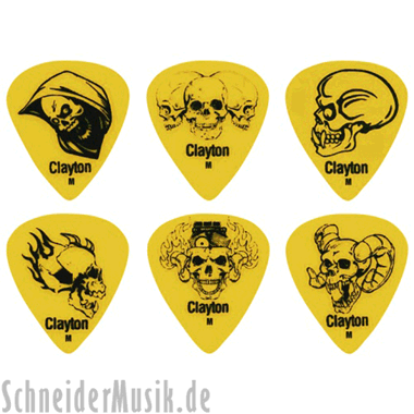 Clayton "Demonic Skulls" Delrin Picks (Set of 12) medium, yellow