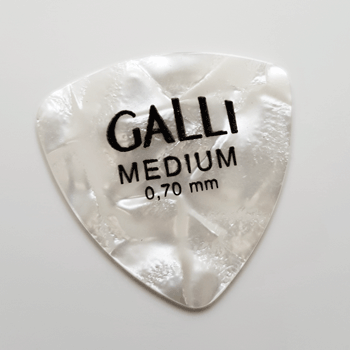 Galli A12M Celluloid MOTHER OF P. WHITE Triangular 346 Pick, Medium 0.70 mm