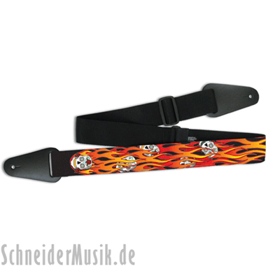 Grover Allman Nylon Guitar Strap "Flaming Sugar Skulls"