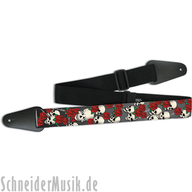 Grover Allman Nylon Guitar Strap "Roses and Skulls"