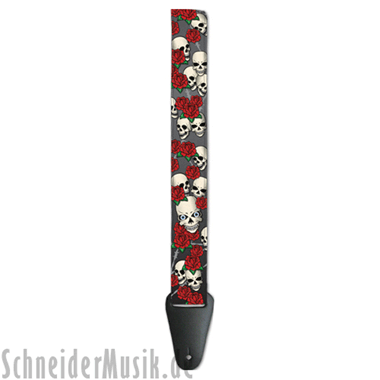 Grover Allman Nylon Guitar Strap \"Roses and Skulls\"