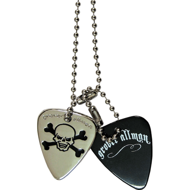 Grover Allman Guitar Pick Necklace, with Pick Pendant "Skull & Crossbones"