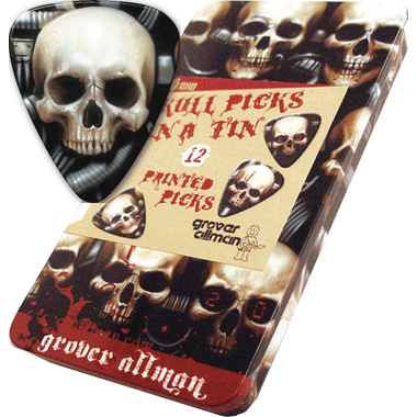 Grover Allman SKULL Picks in a Tin / Púas (12-pack, randomly assorted)