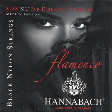Hannabach 8288 MT Flamenco BLACK medium, 3-Treble Set
