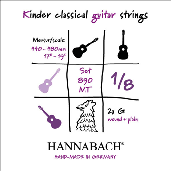 Hannabach 890 MTW 1/8 Children Guitar Set (G3 wound) Escala 44-48cm