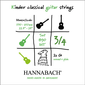 Hannabach 890 MTW 3/4 Children Guitar Set (G3 wound) Scale 57-61cm