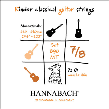 Hannabach 890 MT 7/8 Children Guitar Set (G3 plain) Scale 62-64cm