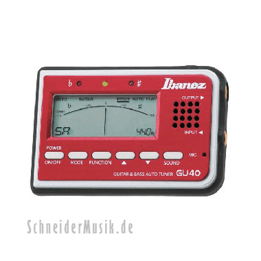 Ibanez GU40-RD Automatic and Manual Guitar/Bass Tuner red