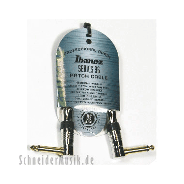 Ibanez NSC05LL Series 96 Patch Cable, right angle - right angle 0.5Ft. (15cm) black