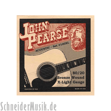 John Pearse 100XL Acoustic 80/20 Bronze Wound, extra light