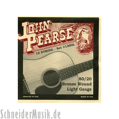 John Pearse 1300L Acoustic 80/20 Bronze Wound, light (12-string)
