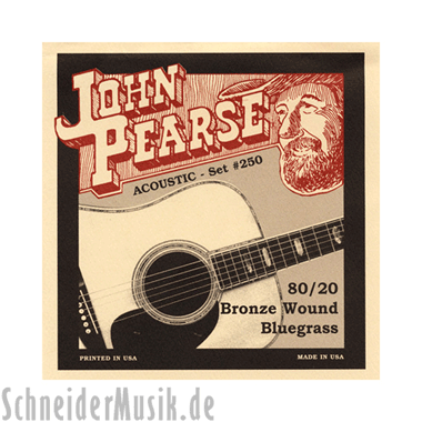 John Pearse 250LM Acoustic 80/20 Bronze Wound, Bluegrass