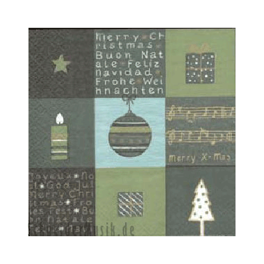 Christmas Napkins "Christmas Card" green (20-pack)
