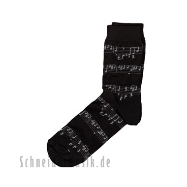 Music-Socks black with print notes Size 35/38